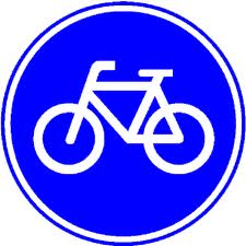 fiets op blauw verkeersbord
